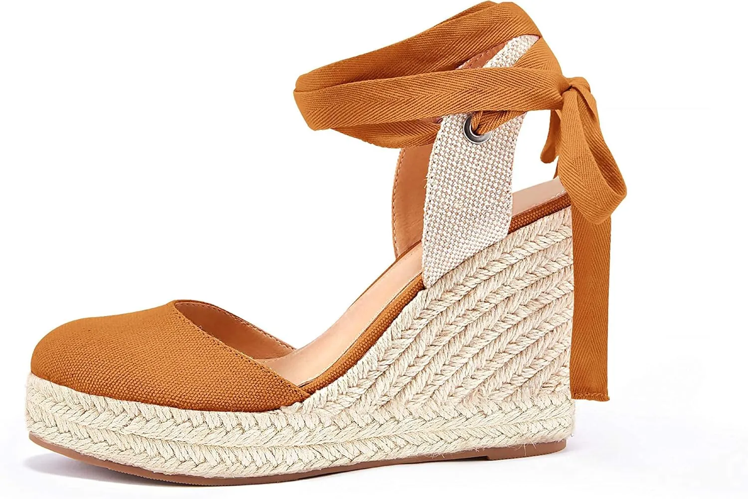 Women's Espadrille Wedge Sandals Closed Toe Lace Up Platform Ankle Wrap Summer Casual Shoes