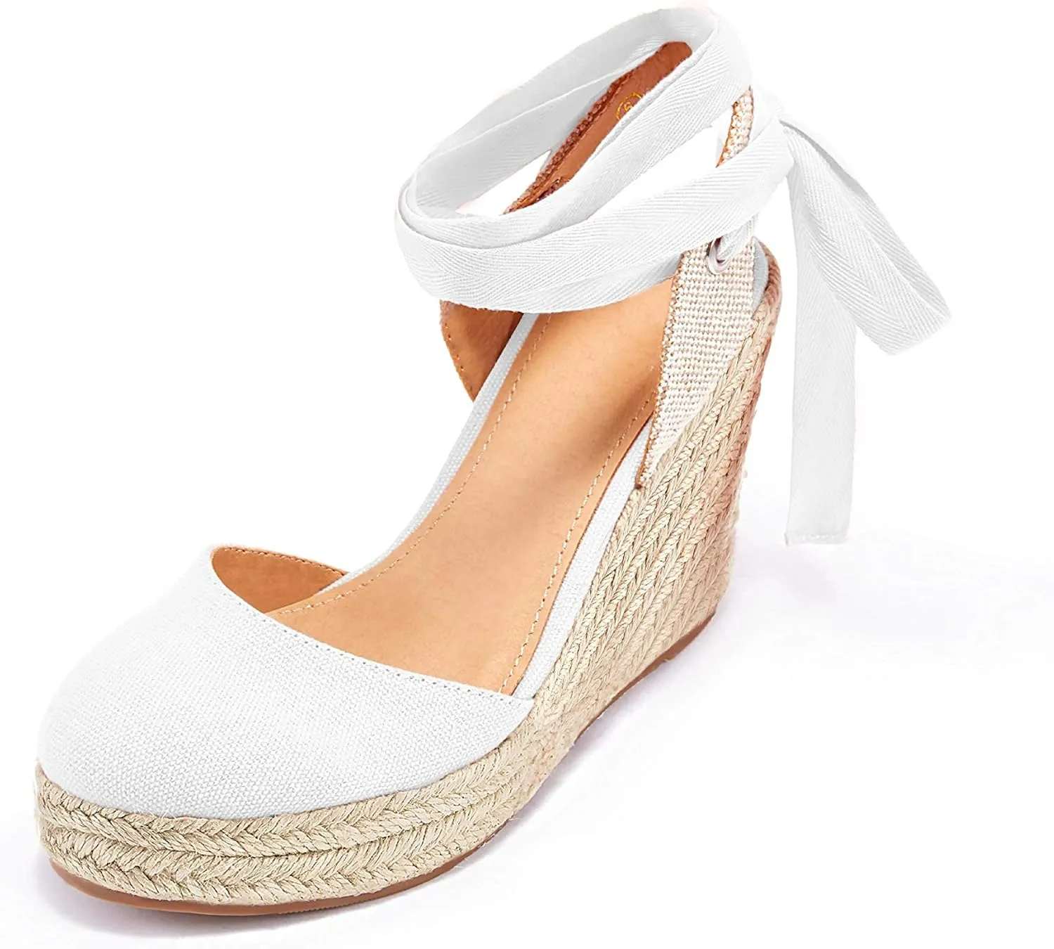 Women's Espadrille Wedge Sandals Closed Toe Lace Up Platform Ankle Wrap Summer Casual Shoes