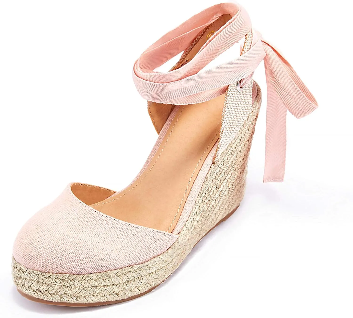 Women's Espadrille Wedge Sandals Closed Toe Lace Up Platform Ankle Wrap Summer Casual Shoes
