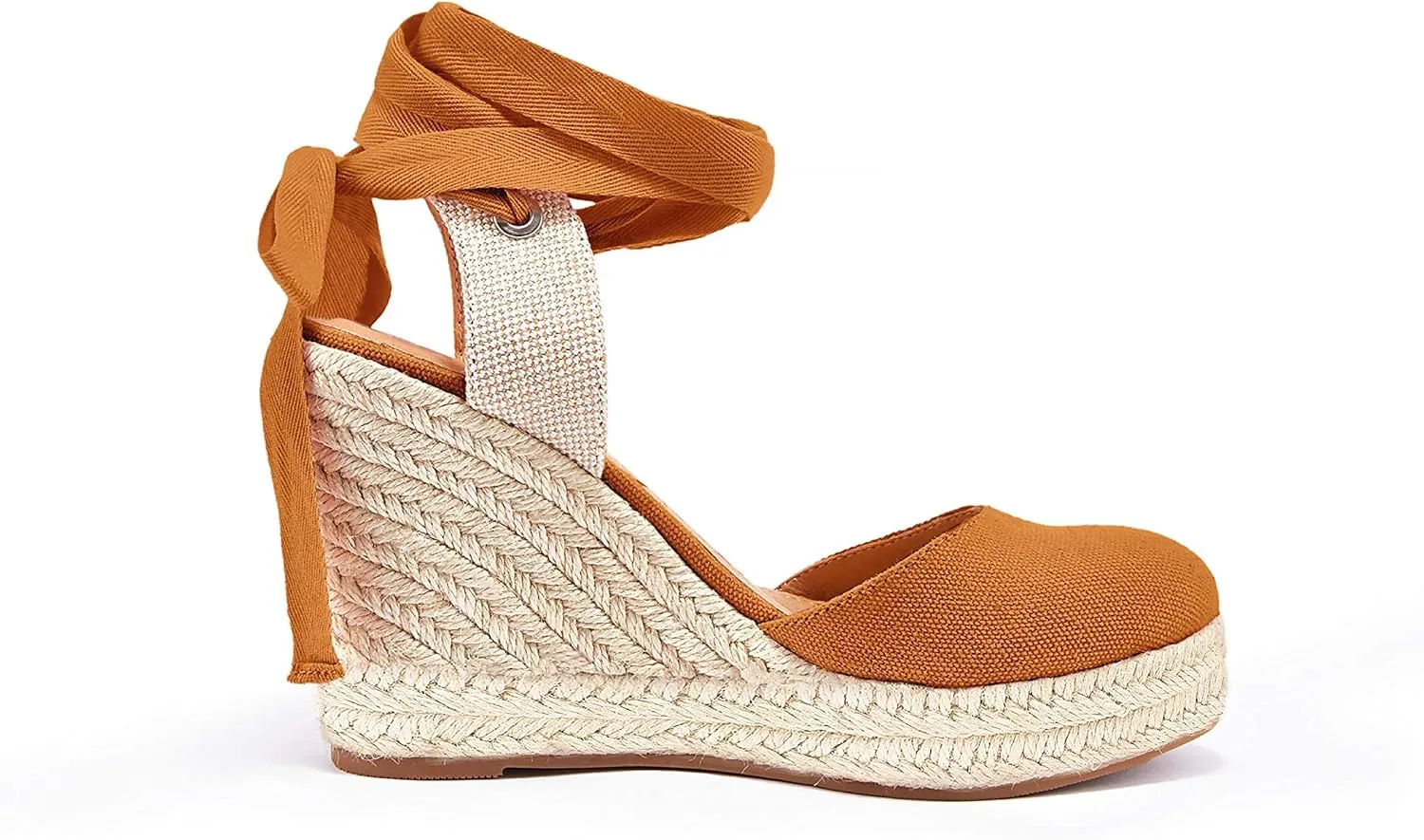Women's Espadrille Wedge Sandals Closed Toe Lace Up Platform Ankle Wrap Summer Casual Shoes