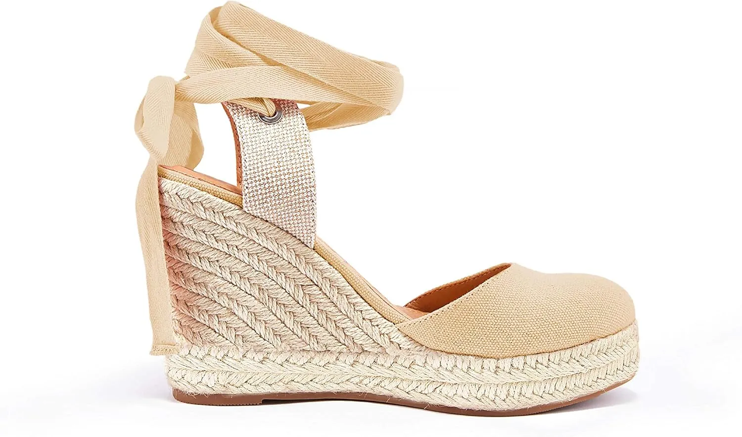 Women's Espadrille Wedge Sandals Closed Toe Lace Up Platform Ankle Wrap Summer Casual Shoes