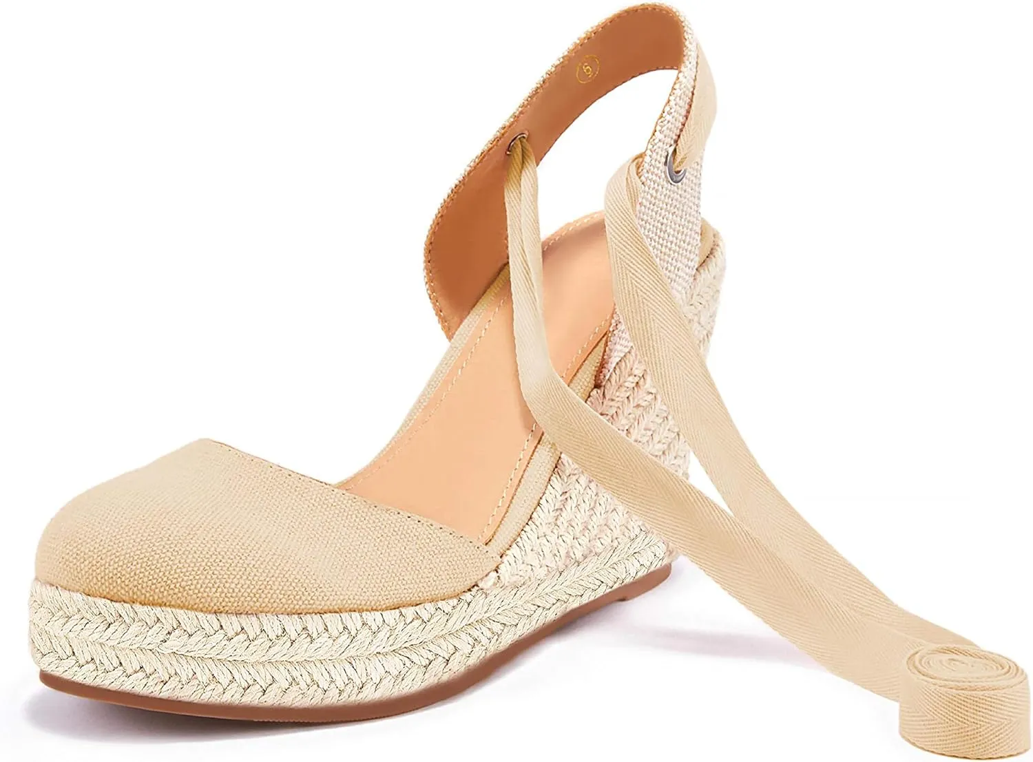 Women's Espadrille Wedge Sandals Closed Toe Lace Up Platform Ankle Wrap Summer Casual Shoes