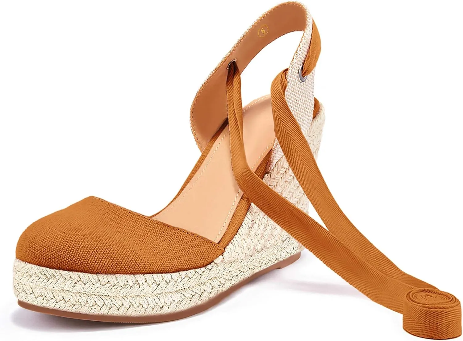 Women's Espadrille Wedge Sandals Closed Toe Lace Up Platform Ankle Wrap Summer Casual Shoes