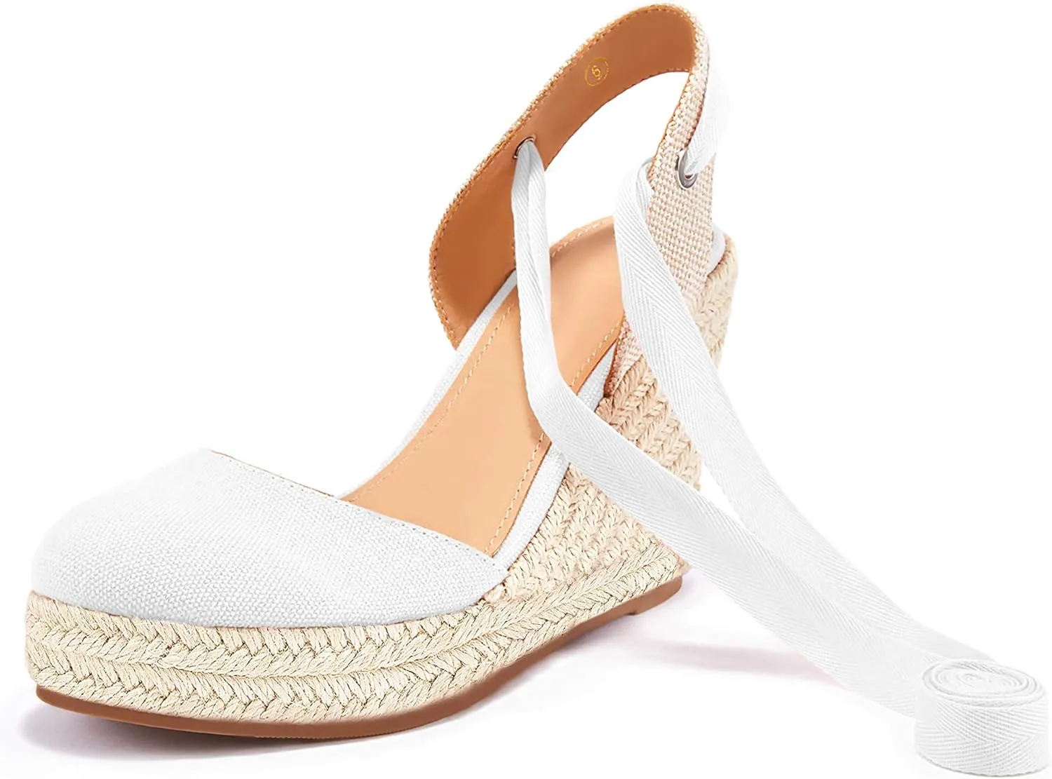 Women's Espadrille Wedge Sandals Closed Toe Lace Up Platform Ankle Wrap Summer Casual Shoes