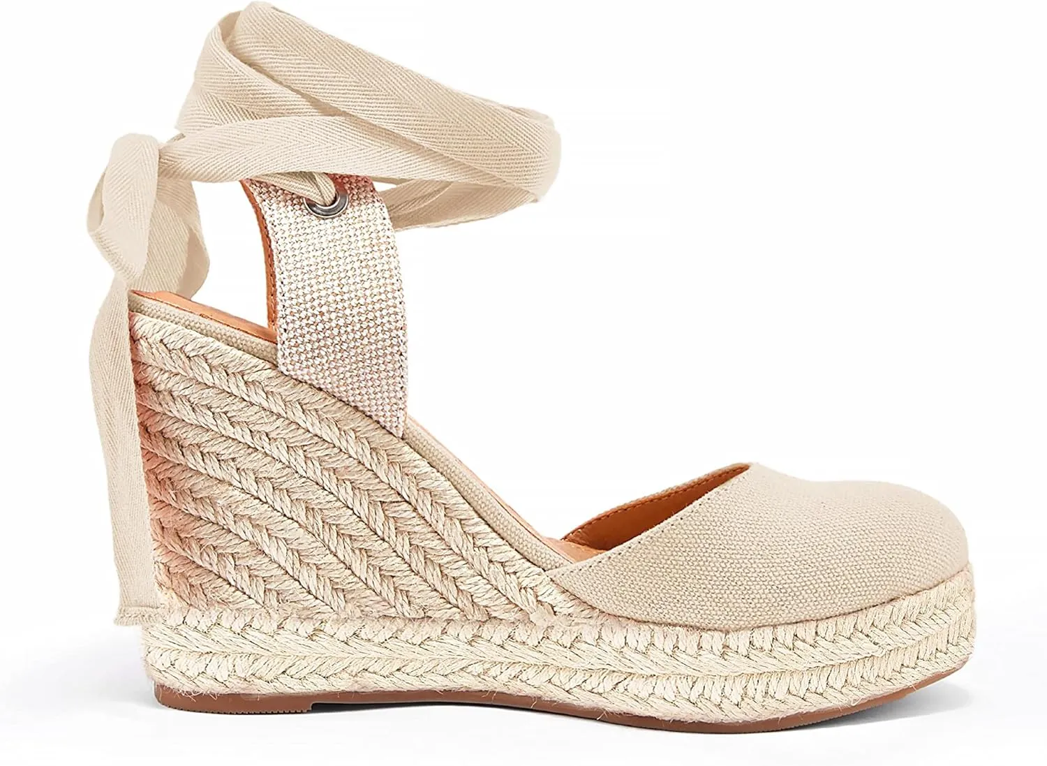 Women's Espadrille Wedge Sandals Closed Toe Lace Up Platform Ankle Wrap Summer Casual Shoes