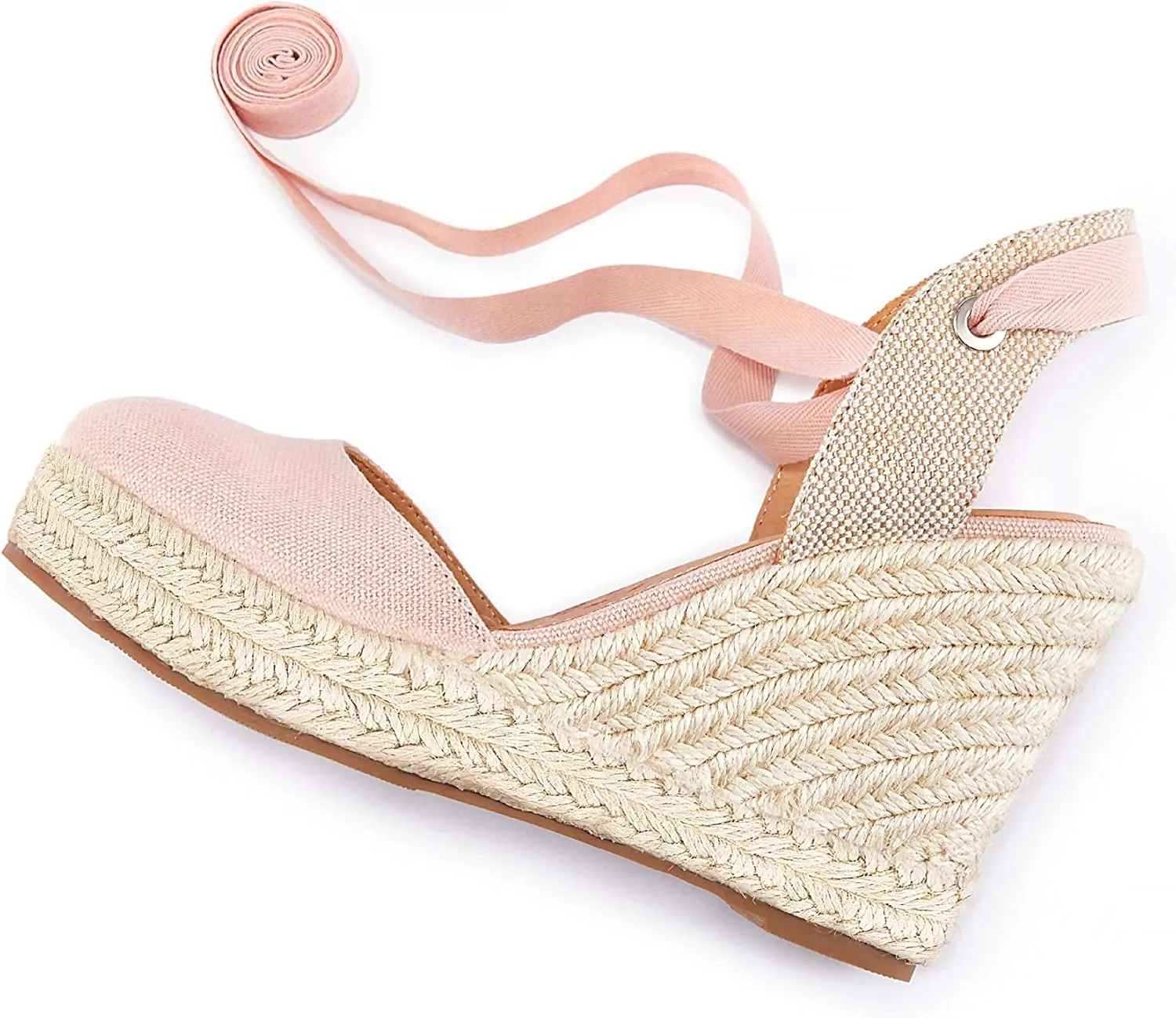 Women's Espadrille Wedge Sandals Closed Toe Lace Up Platform Ankle Wrap Summer Casual Shoes