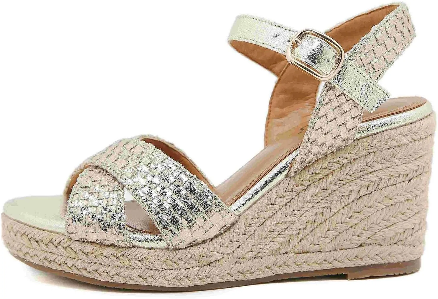 Womens Espadrille Wedge Sandals Heels Platform Braided Ankle Strap Buckle Open Toe Platform Summer Party Dress Sandals For Beach Walking Party