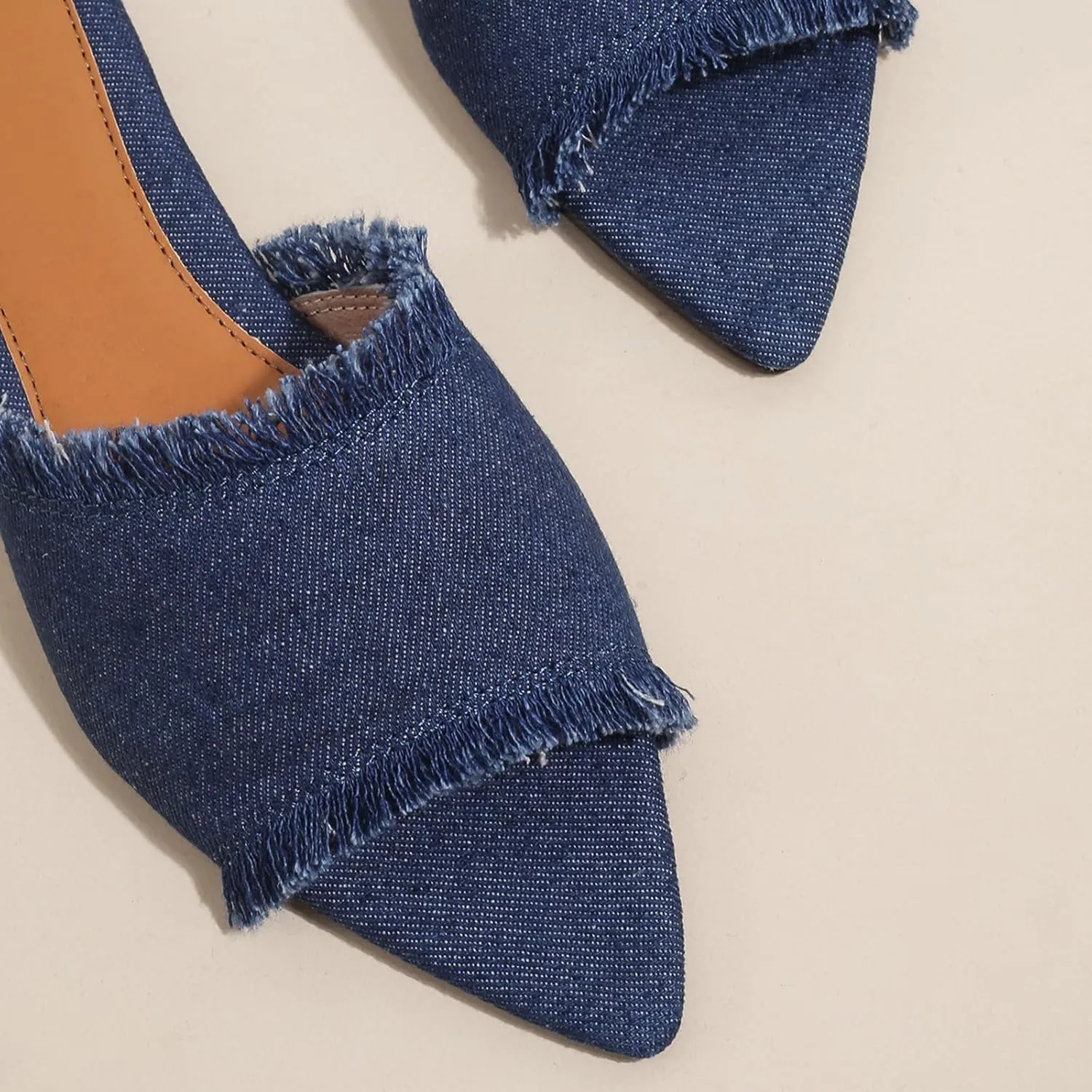 Women's Fashion Denim Cloth Flat Slides Sandals Summer Fish Mouth Open Toe Tassel Comfort Soft Slip On Outdoor Slipper Walking Beach Casual Sandals