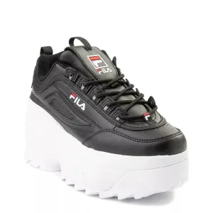 Womens Fila Disruptor 2 Wedge Sneaker (Black/White/White)