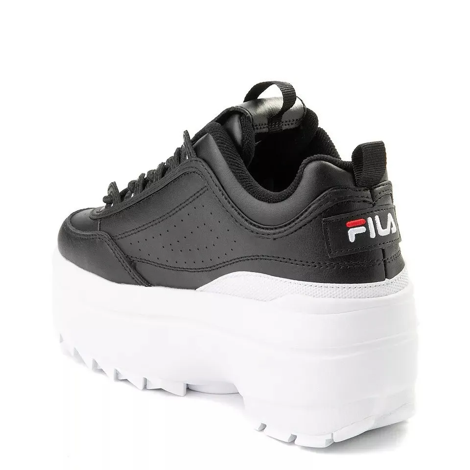 Womens Fila Disruptor 2 Wedge Sneaker (Black/White/White)