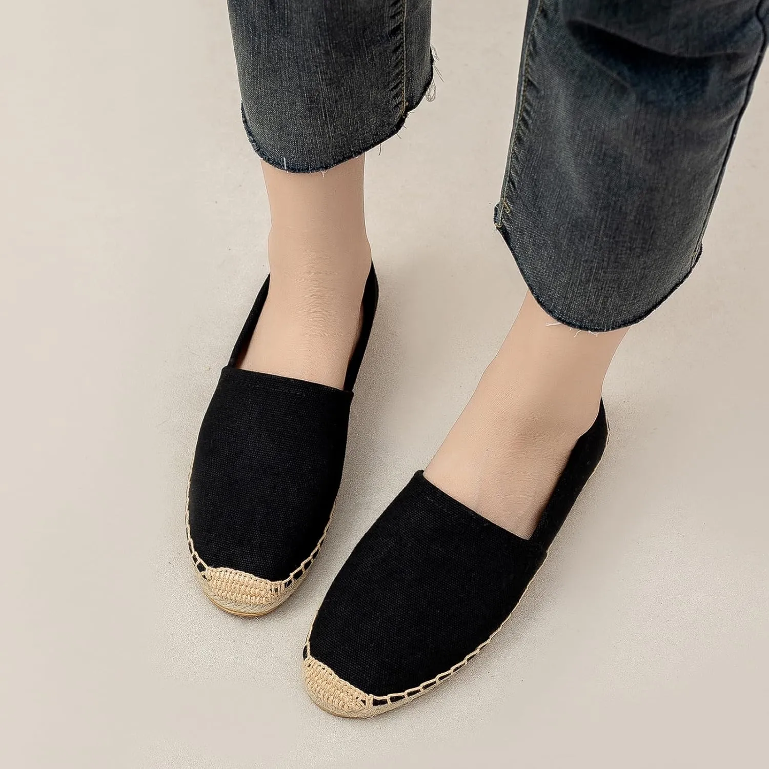 Women's Flat Espadrilles - Soft Women Sneakers Canvas Espadrille Fashion Simple Design Non-Slip Sole Suitable for Summer,Spring,Autumn Any Scenario