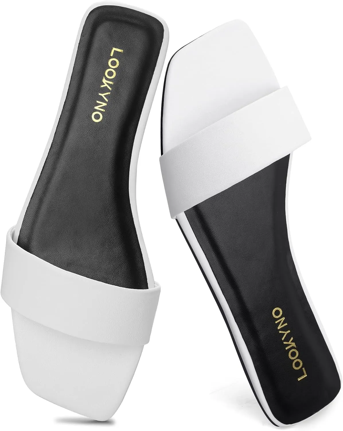 Women's Flat Sandals Square Fashion Basic Sandals Slides Comfortable Slip On Summer for Slippers Casual Peep Toe Beach