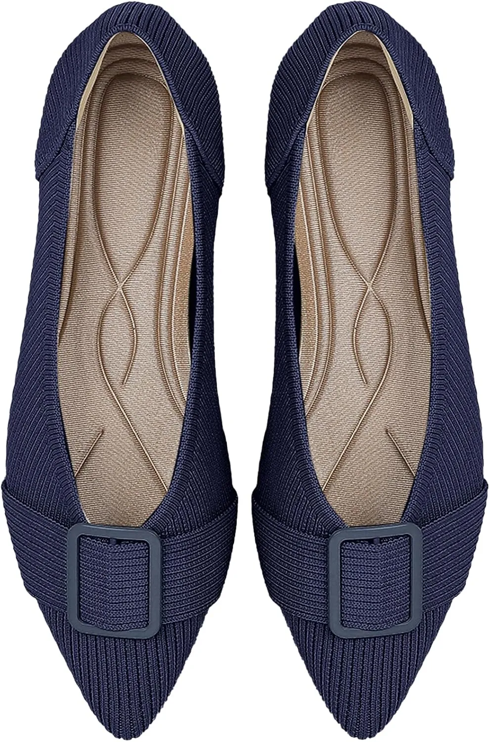 Women's Flats Pointed Toe Knit Ballet Comfortable Casual Dressy Office Shoes Work Flat