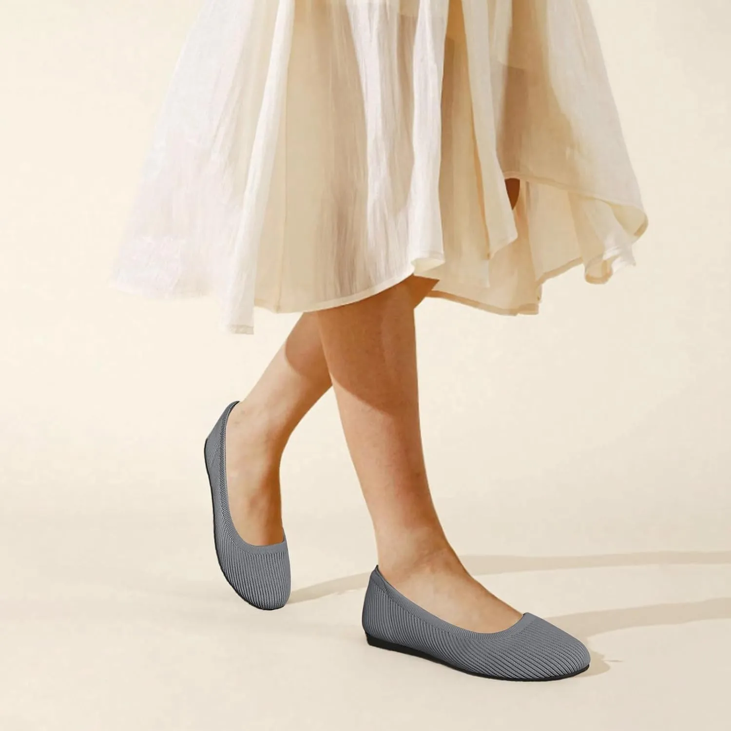 Women's Flats Shoes Round Toe Ballet Knit Comfortable Dressy Flat