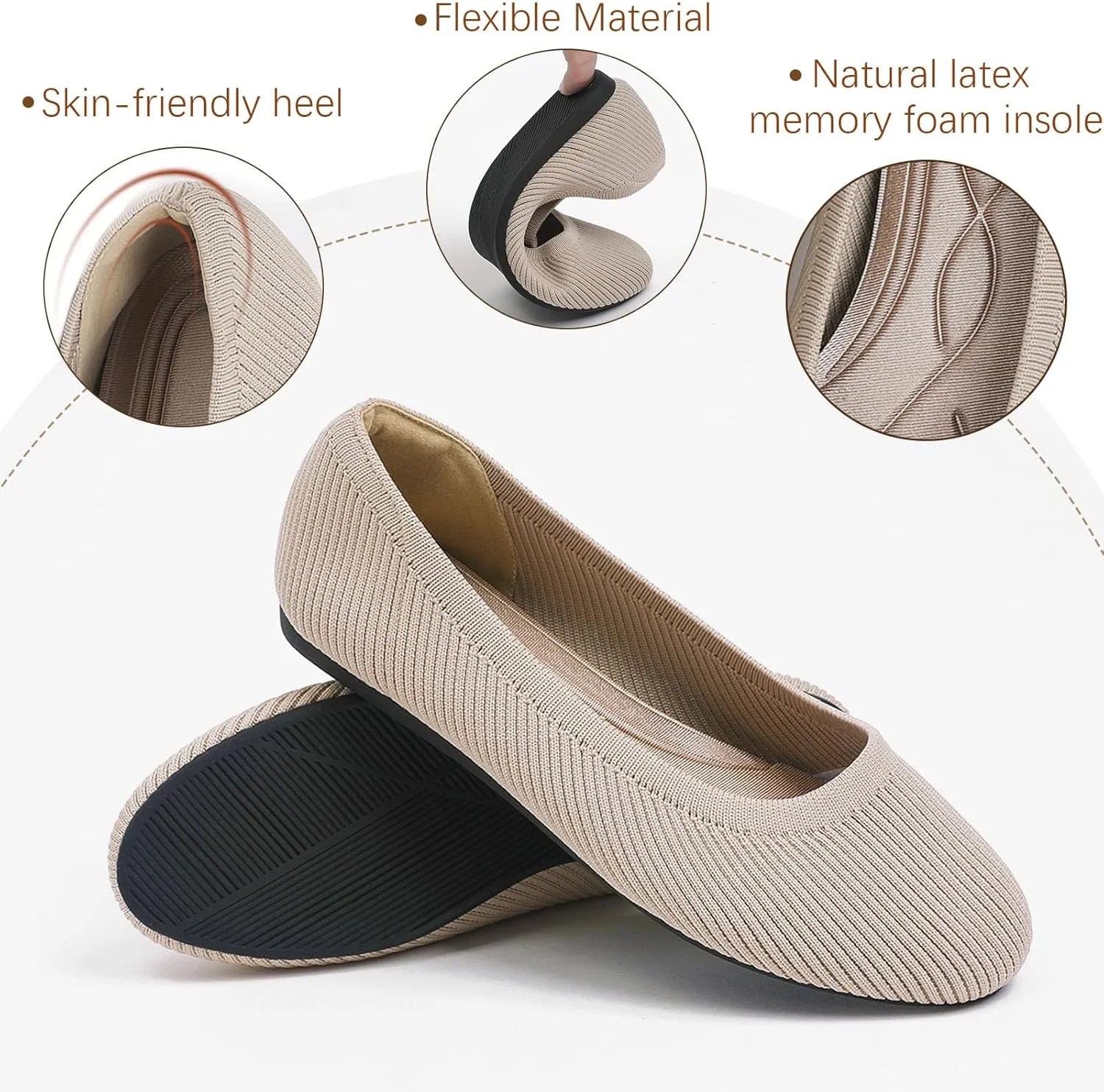 Women's Flats Shoes Round Toe Ballet Knit Comfortable Dressy Flat