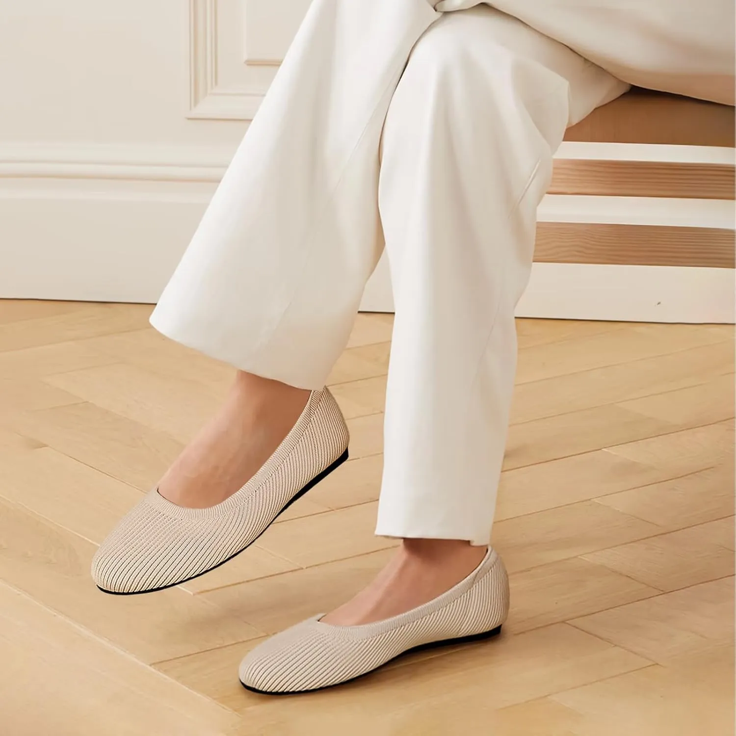 Women's Flats Shoes Round Toe Ballet Knit Comfortable Dressy Flat