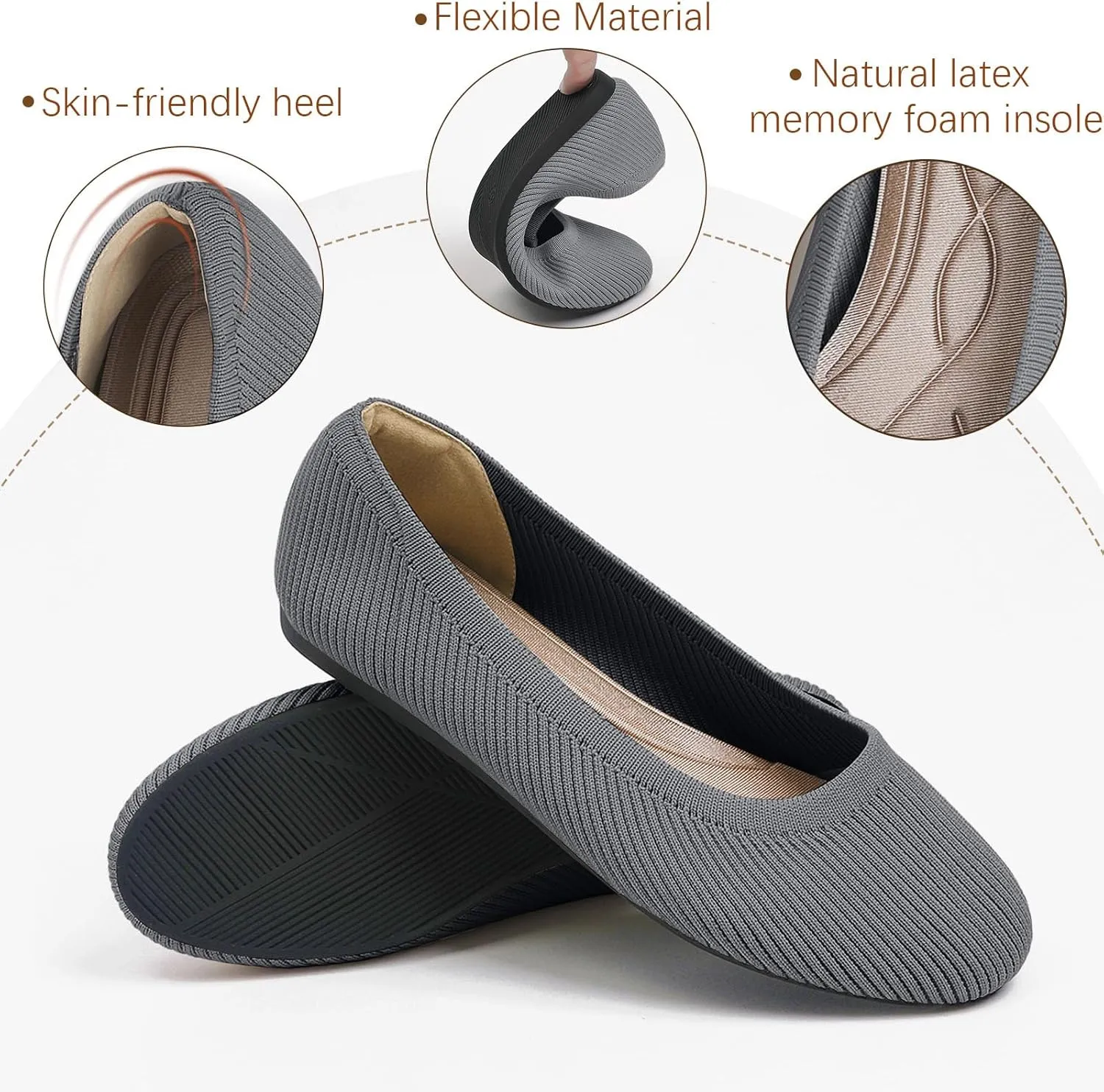 Women's Flats Shoes Round Toe Ballet Knit Comfortable Dressy Flat