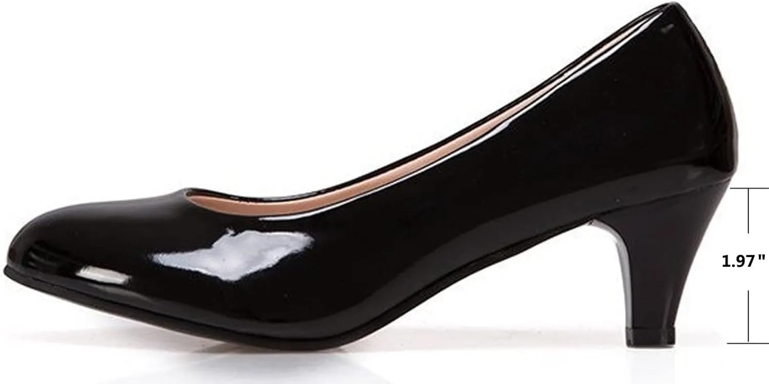 Womens Heels Pumps Shoes Bridal Dress Work Slip-on Wedding Party Low Heel Closed-Toe Shoes