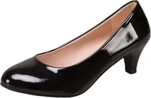 Womens Heels Pumps Shoes Bridal Dress Work Slip-on Wedding Party Low Heel Closed-Toe Shoes