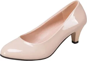 Womens Heels Pumps Shoes Bridal Dress Work Slip-on Wedding Party Low Heel Closed-Toe Shoes
