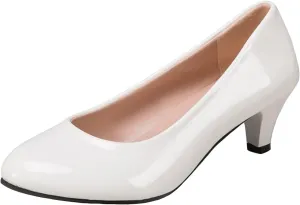 Womens Heels Pumps Shoes Bridal Dress Work Slip-on Wedding Party Low Heel Closed-Toe Shoes