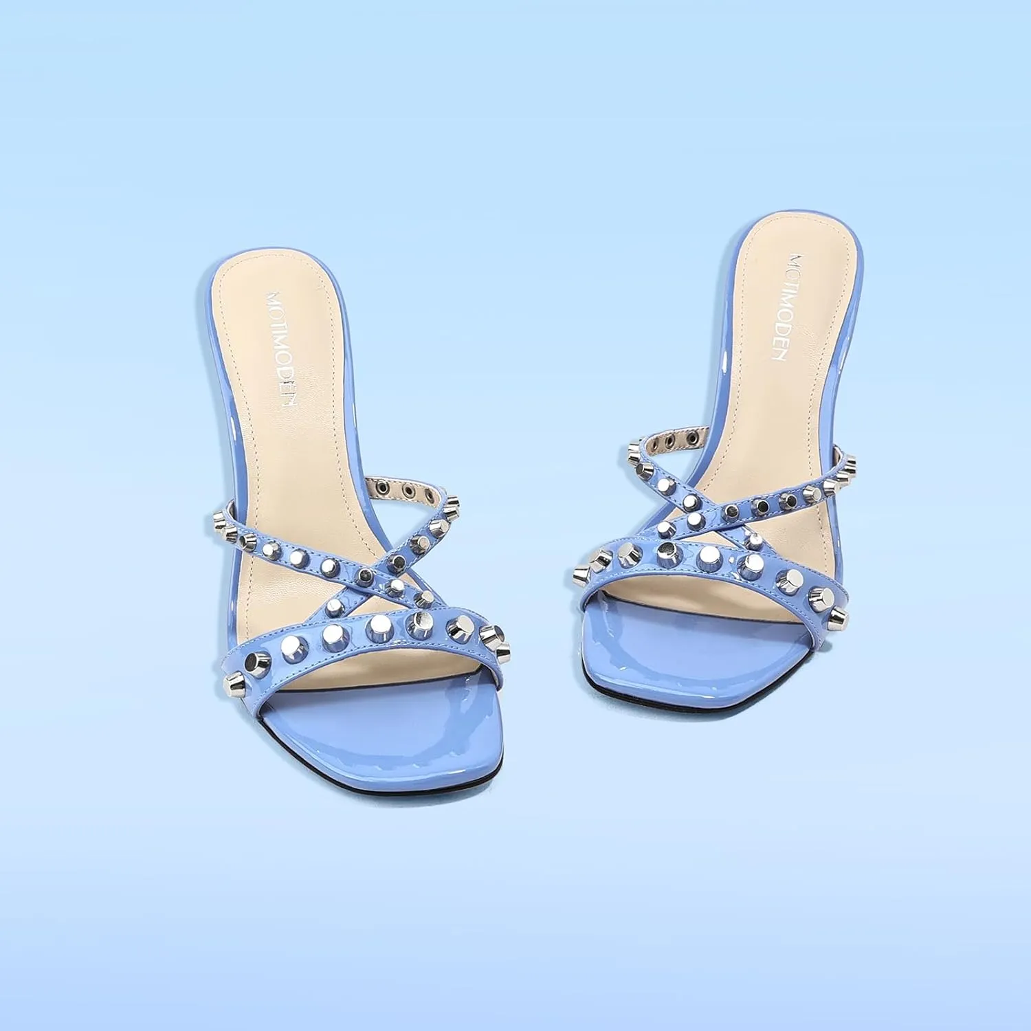 Womens Heels Square Toe Heeled Sandals for Women Low Kitten Heels Sandals Open Toe Slip on Mule for Party Wedding Dress Shoes