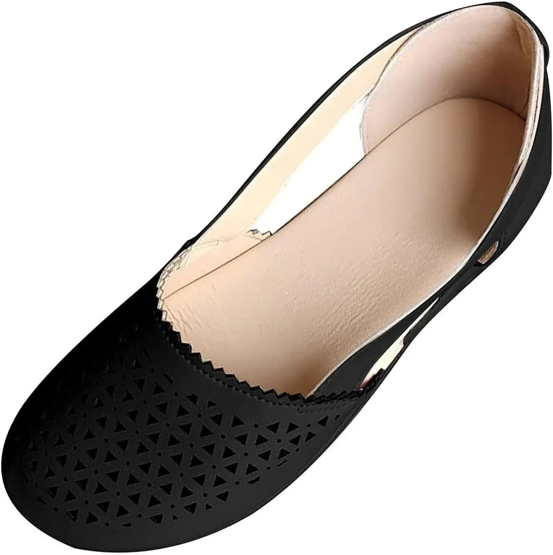 Women's Hollow Wedge Sandals Round Closed Toe Soft Loafers Outdoor Walking Shoes Comfortable Breathable Elastic Sandals Summer Lightweight Slip-on Beach Casual Sandal