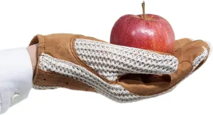 Womens Horseshoe Crochet Back Gloves with Leather Palm