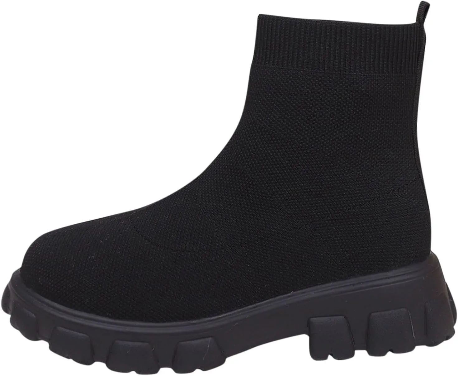 Women's Knit Sock Chelsea Boots Fashion Slip on Platform Ankle Boots Stretch Mesh Lug Sole Chunky Slip On Booties