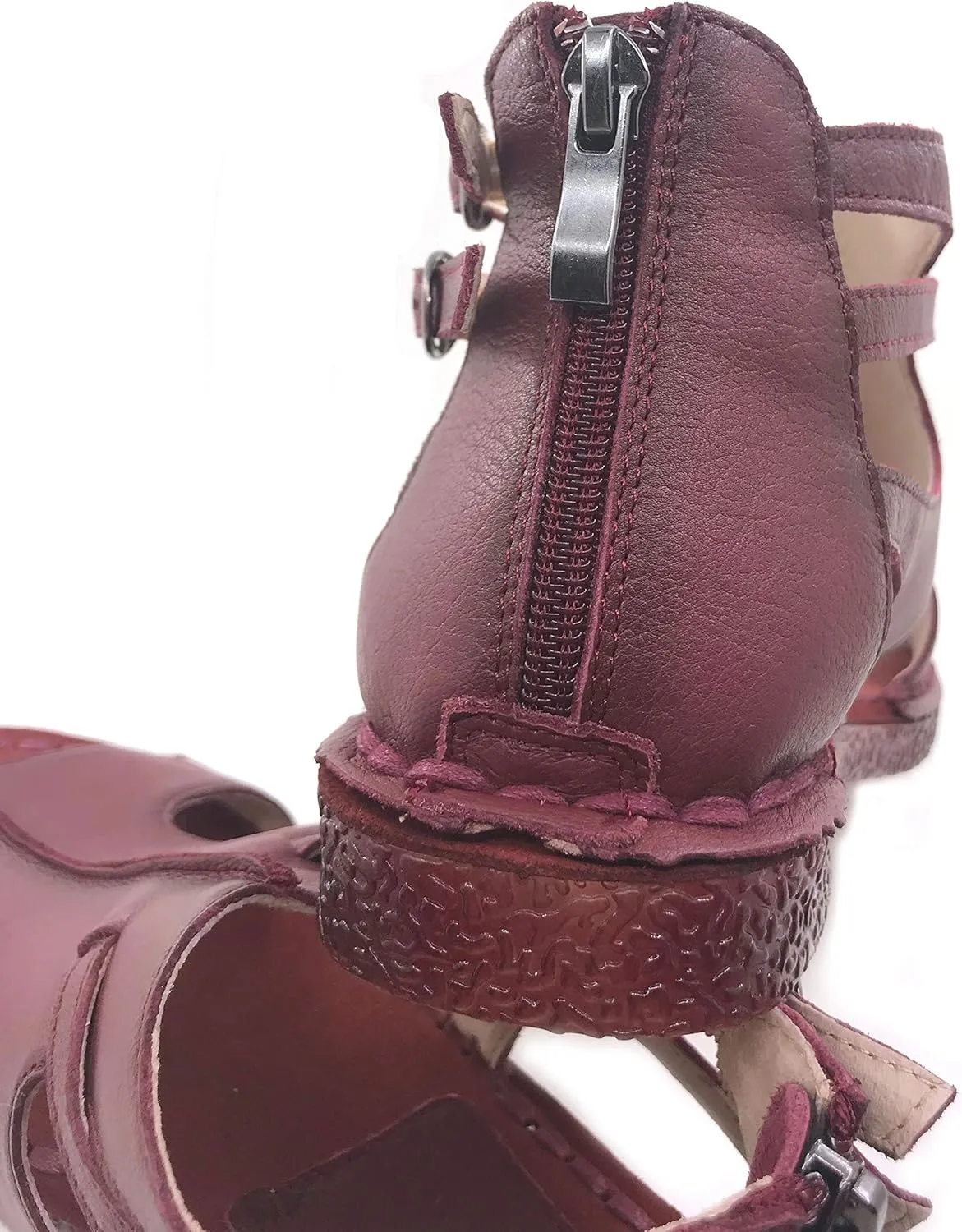 Womens Leather Sandals - Low Wedge Soft and Comfort Outdoor Sandals, Gladiator Flat Sandal for Women