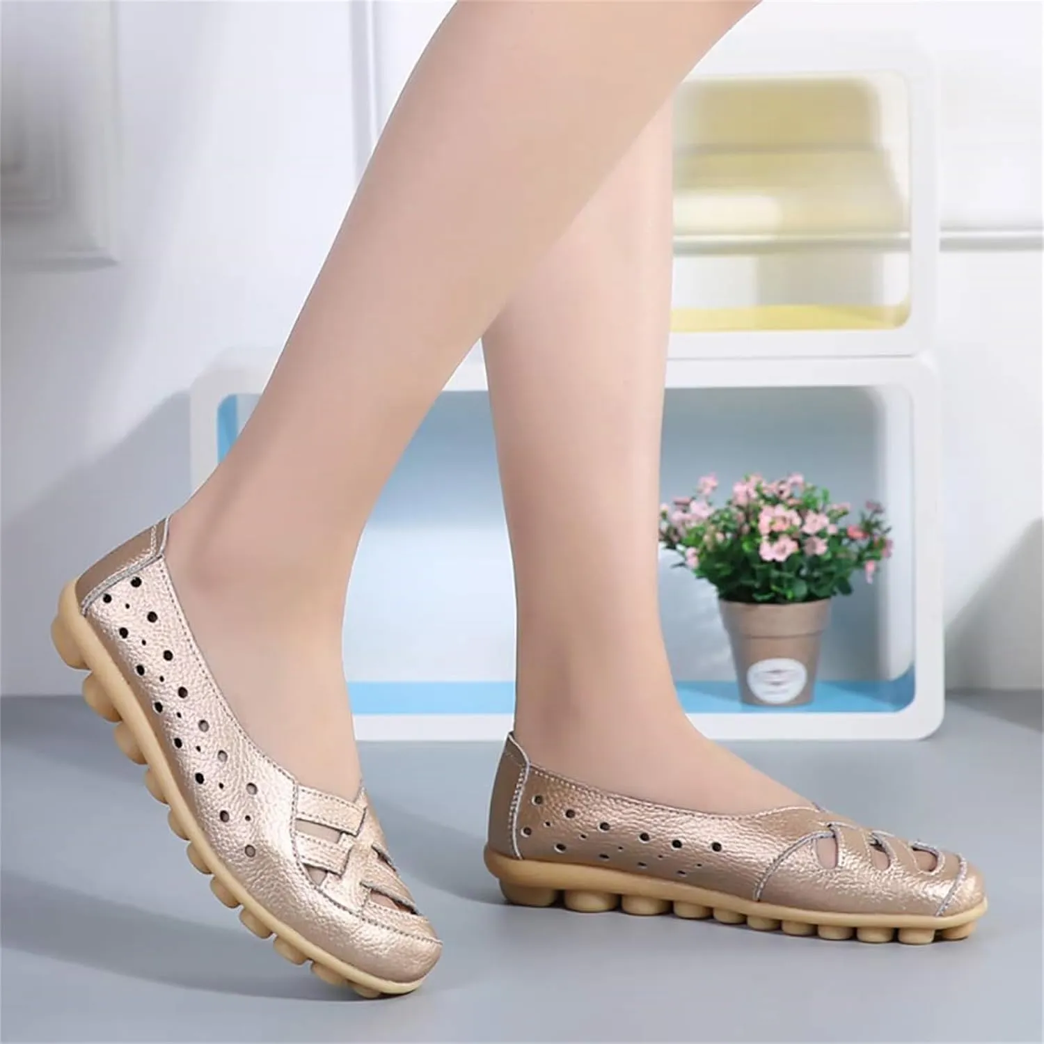 Womens Loafers Comfortable Dressy Closed Toe Sandals Wide Width Flats Slip On Moccasins Casual Driving Shoes Summer Comfort Walking Shoes Breathable Work Dressy Shoe Trending Sandals for Women