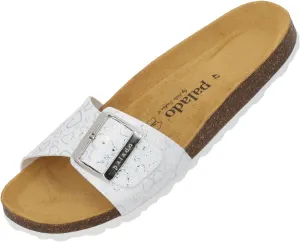 Women's Malta EGS Love by Sila Sahin Mules - Fashionable Sandals Made in Spain - Comfortable Slippers with Cork Footbed - Elegant Summer Shoes, white heart, 11 Women