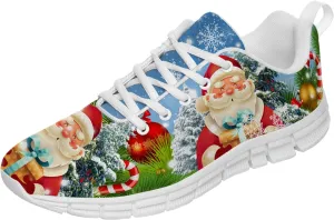Womens Mens Road Running Shoes Santa Claus Christmas Theme Print Tennis Sneaker Gym Shoes Gifts for Teen Girl Party,Men Size 11,Women Size 13 Multi