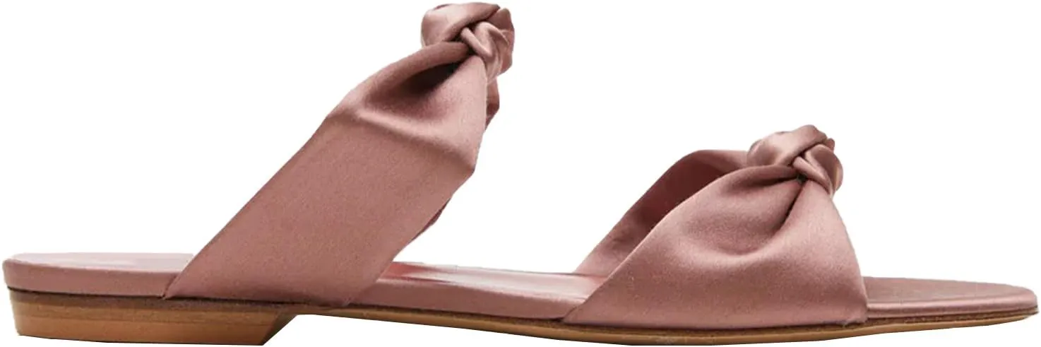 Women's Mule Flats Bow Sandal Slippers Two lace-up Flat Shopping Shoes Pointed Party Shoes