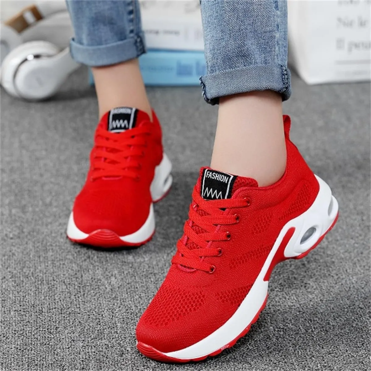 Womens Orthopedic Sneakers,Breathable Knit Mesh Casual Air Cushion Shoes,Platform Non Slip Running Shoes with Arch Support