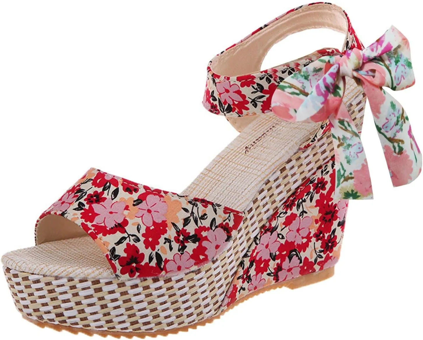 Women's Platform Sandals Wedge Open Toe Ankle Strap Lace Wedding Bridesmaid Shoes Summer Bohemia Dressy Comfortable