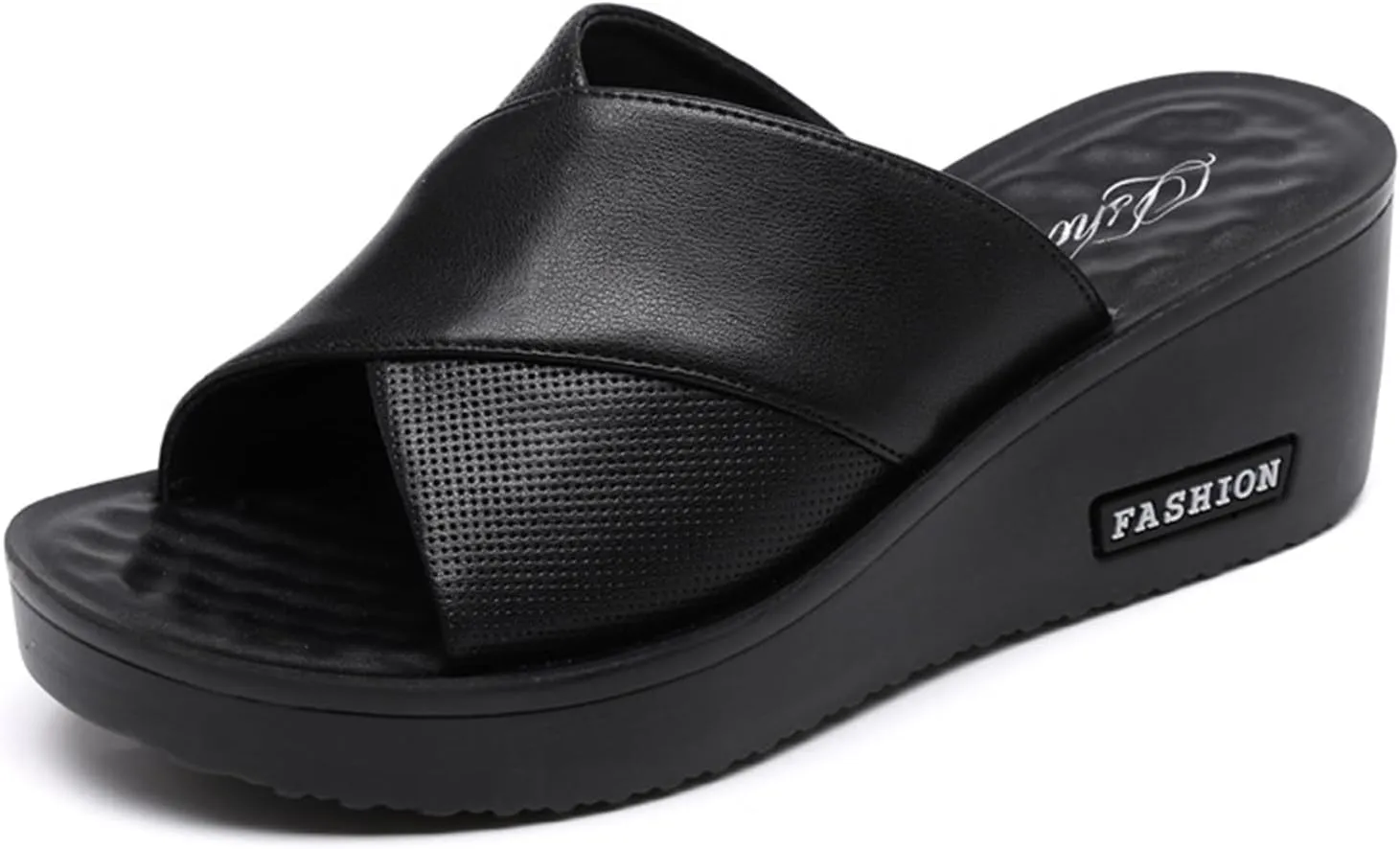 Women's Platform Wedge Slip on Sandals Comfortable Memory Foam Slippers Flat Slope Heel Sandals