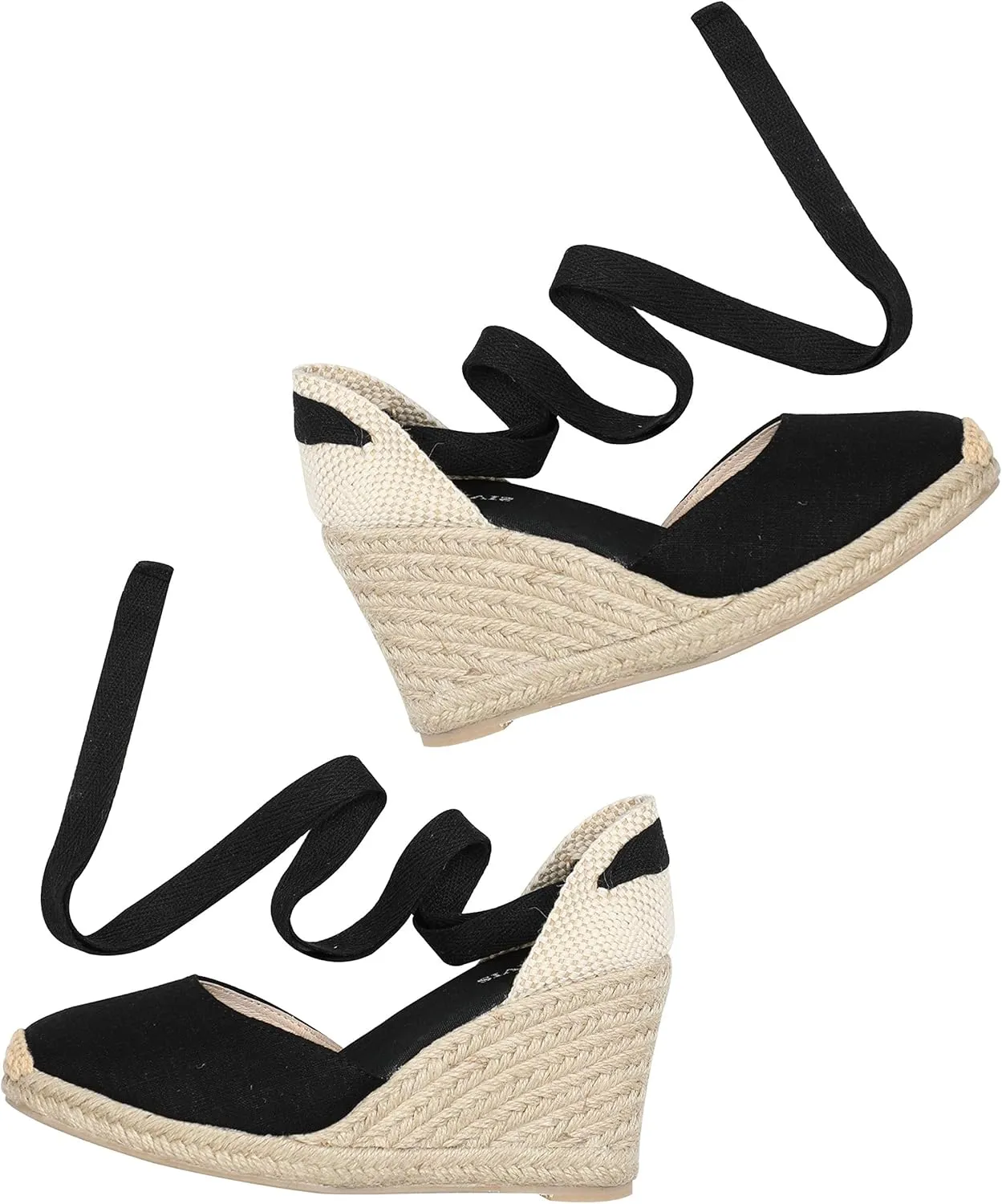 Women’s Platform Wedges Espadrilles, 3" Wedge, Soft Ankle-Tie Strap, Closed Toe, Classic Summer Sandals