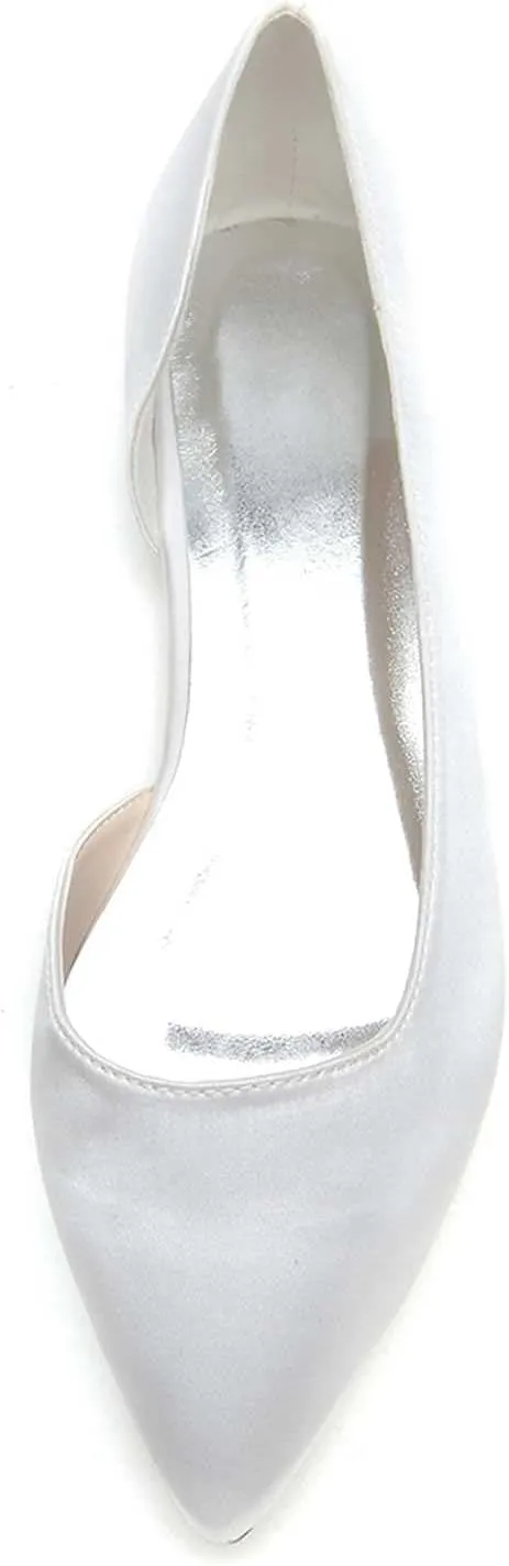 Women's Pointy Toe Satin Flat Shoes Comfortable Closed Toe Work,Slip On Ballet Flat Comfortable Dress Shoes Walking