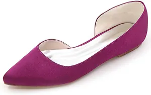 Women's Pointy Toe Satin Flat Shoes Comfortable Closed Toe Work,Slip On Ballet Flat Comfortable Dress Shoes Walking