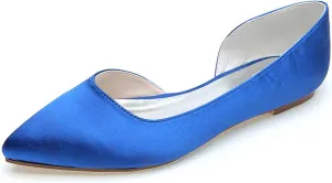 Women's Pointy Toe Satin Flat Shoes Comfortable Closed Toe Work,Slip On Ballet Flat Comfortable Dress Shoes Walking