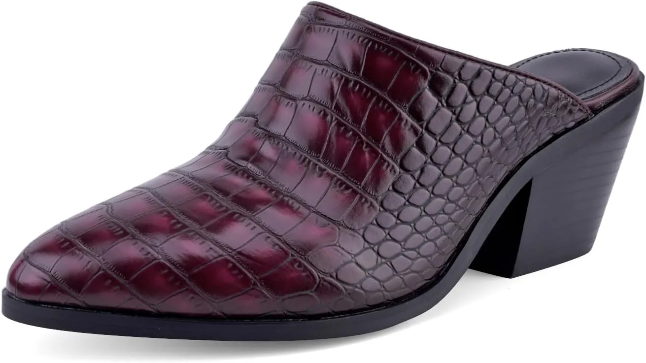 Women's Pumps Closed Pointed Toe Block Heel Mule Woven Leather Chunky Stacked Heeled Slip On Slippers Casual Comfortable Shoes