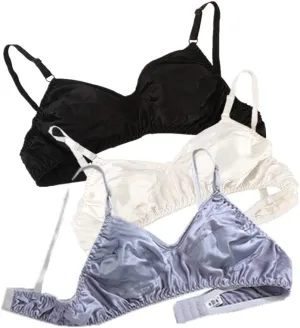 Womens Pure Silk Bra Soft Smooth Triangle Bra Wirefree Unpadded Satin Mulberry Silk Bralette Tops