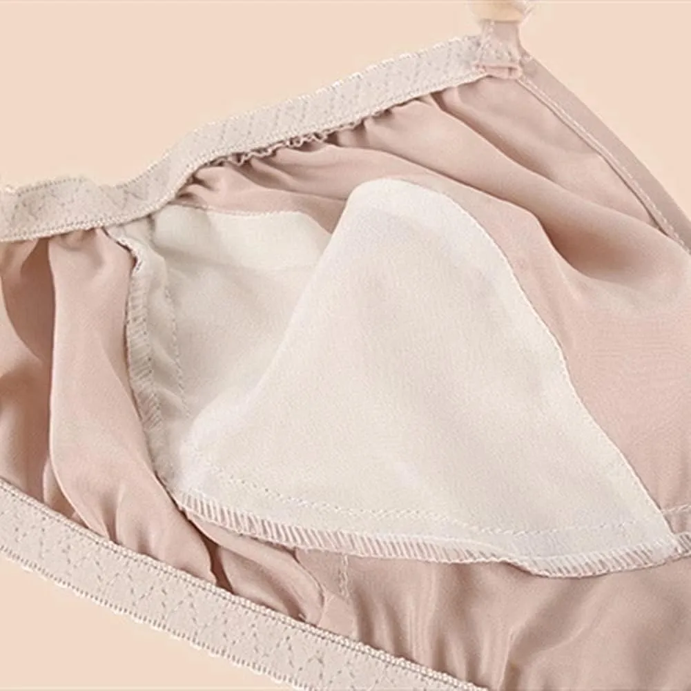 Womens Pure Silk Bra Soft Smooth Triangle Bra Wirefree Unpadded Satin Mulberry Silk Bralette Tops