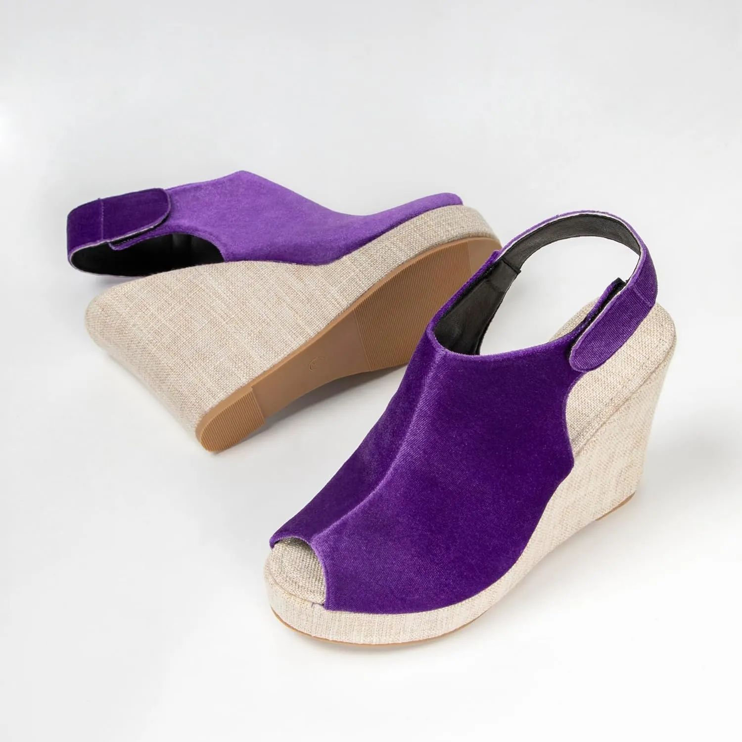 Women's Round Peep Toe Platform Wedge Sandals Espadrille 4.5 Inch High Heel Ankle Strap Slingback Wedges Shoes for Women Comfy Dress Summer Sandals Casual Beach