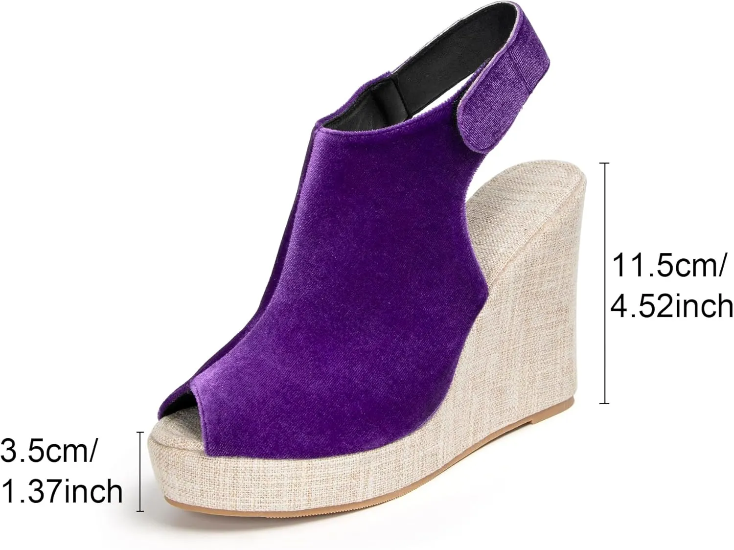 Women's Round Peep Toe Platform Wedge Sandals Espadrille 4.5 Inch High Heel Ankle Strap Slingback Wedges Shoes for Women Comfy Dress Summer Sandals Casual Beach