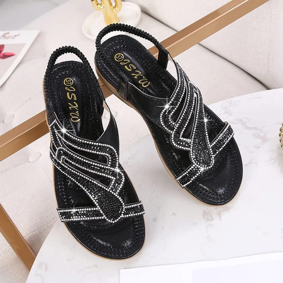 Womens Sandals Summer Dressy Flat Sandals Casual Comfortable Beach Bohemian Sandal Flat Shoes