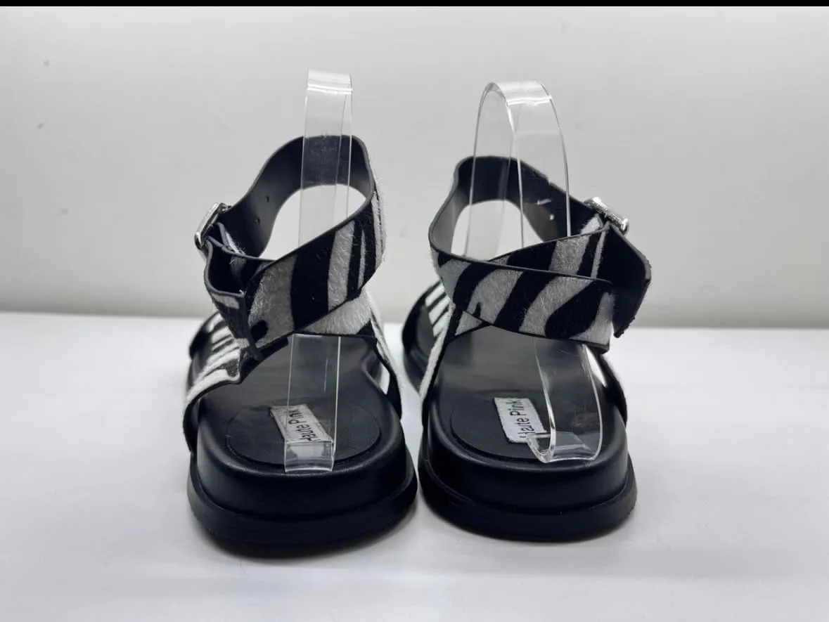 Women's Sandals with Cross Strap, Comfortable Footbed Sole, Flat Heel - Stylish and Supportive Casual Footwear for All-Day Comfort and Fashionable Summer Looks