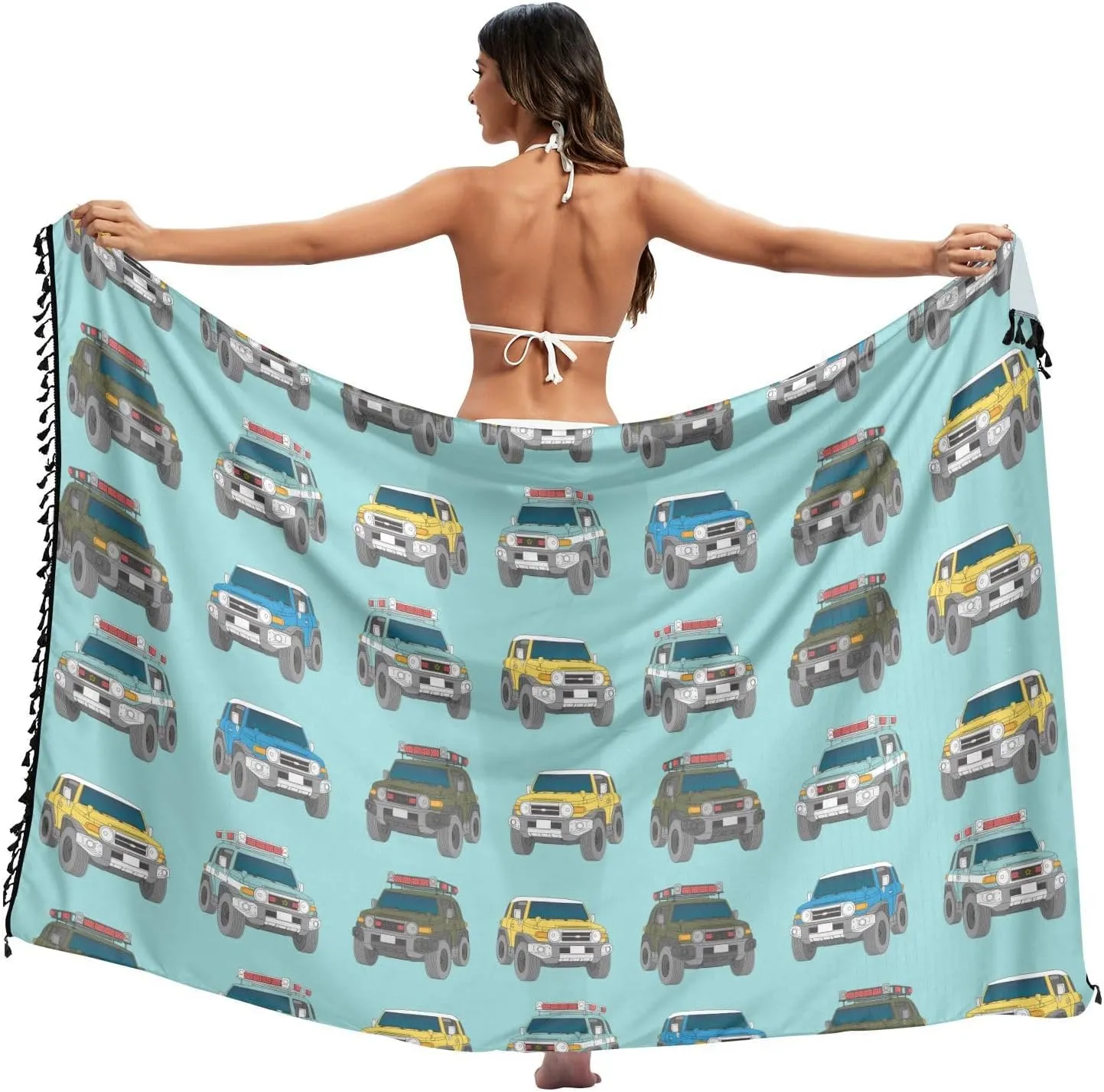 Womens Sarong Beach Wraps Swimsuit Bikini Cover up Wrap Skirt with Tassels