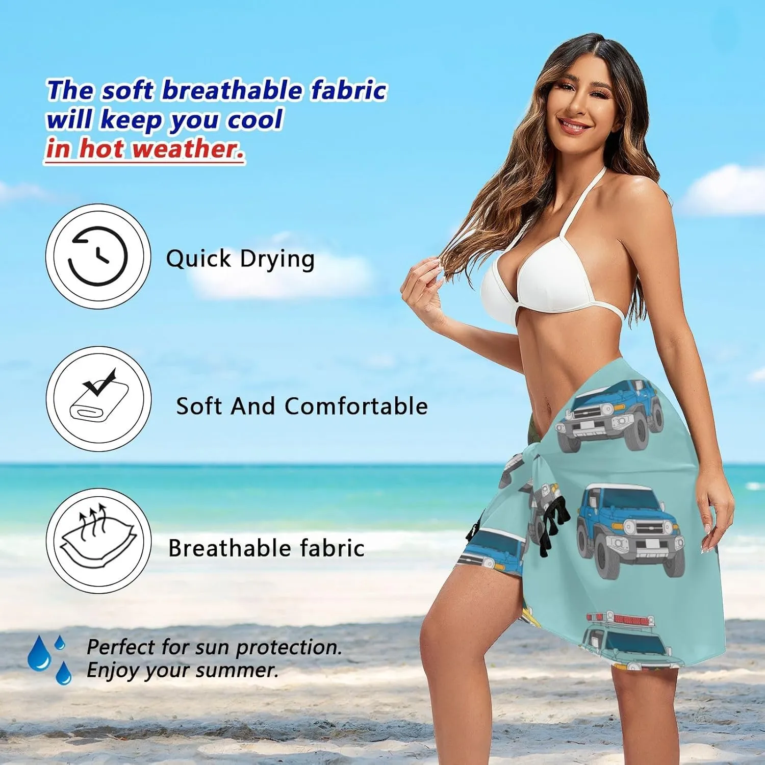Womens Sarong Beach Wraps Swimsuit Bikini Cover up Wrap Skirt with Tassels